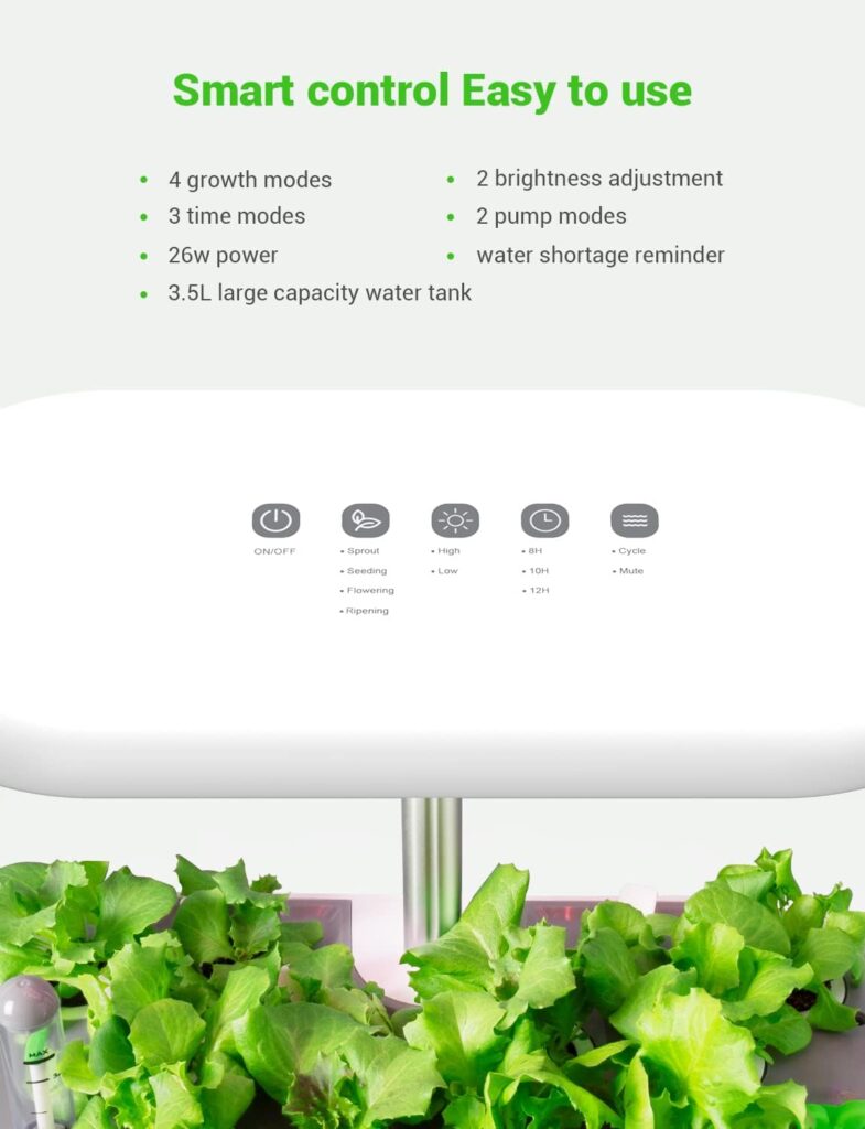 GOLUMUP Hydroponics Growing System, 12 Pods Indoor Herb Garden with LED Grow Light, Smart Indoor Garden Germination Kit, Automatic Timer, Height Adjustable, Gardening Gifts for Women(No Seeds)