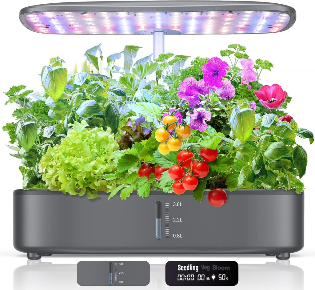 Hommie Hydroponics Growing System, 12 Pods Indoor Herb Garden with 192 Pcs LED Grow Lights, Indoor Garden Plants Germination Kit with Visible Water Level Window, Touch Panel, Smart Timer