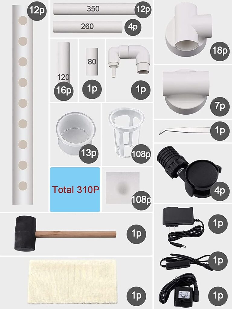 Kalolary 4 Layer Hydroponic Grow Kit with Wheels, 108 Sites 12 Pipes Hydroponic Planting Equipment with Water Pump, Hydroponic Growing System with Grow Baskets and Sponges Kalolary 4 Layer Hydroponic Grow Kit with Wheels, 108 Sites 12 Pipes Hydroponic Planting Equipment with Water Pump, Hydroponic Growing System with Grow Baskets and Sponges