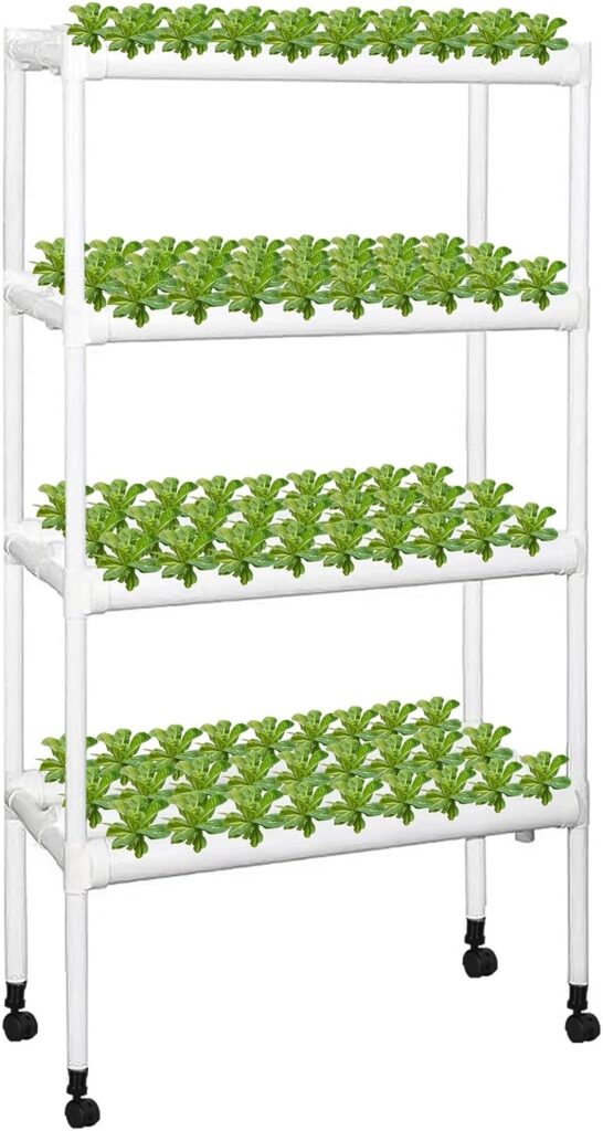 Kalolary 4 Layer Hydroponic Grow Kit with Wheels, 108 Sites 12 Pipes Hydroponic Planting Equipment with Water Pump, Hydroponic Growing System with Grow Baskets and Sponges Kalolary 4 Layer Hydroponic Grow Kit with Wheels, 108 Sites 12 Pipes Hydroponic Planting Equipment with Water Pump, Hydroponic Growing System with Grow Baskets and Sponges