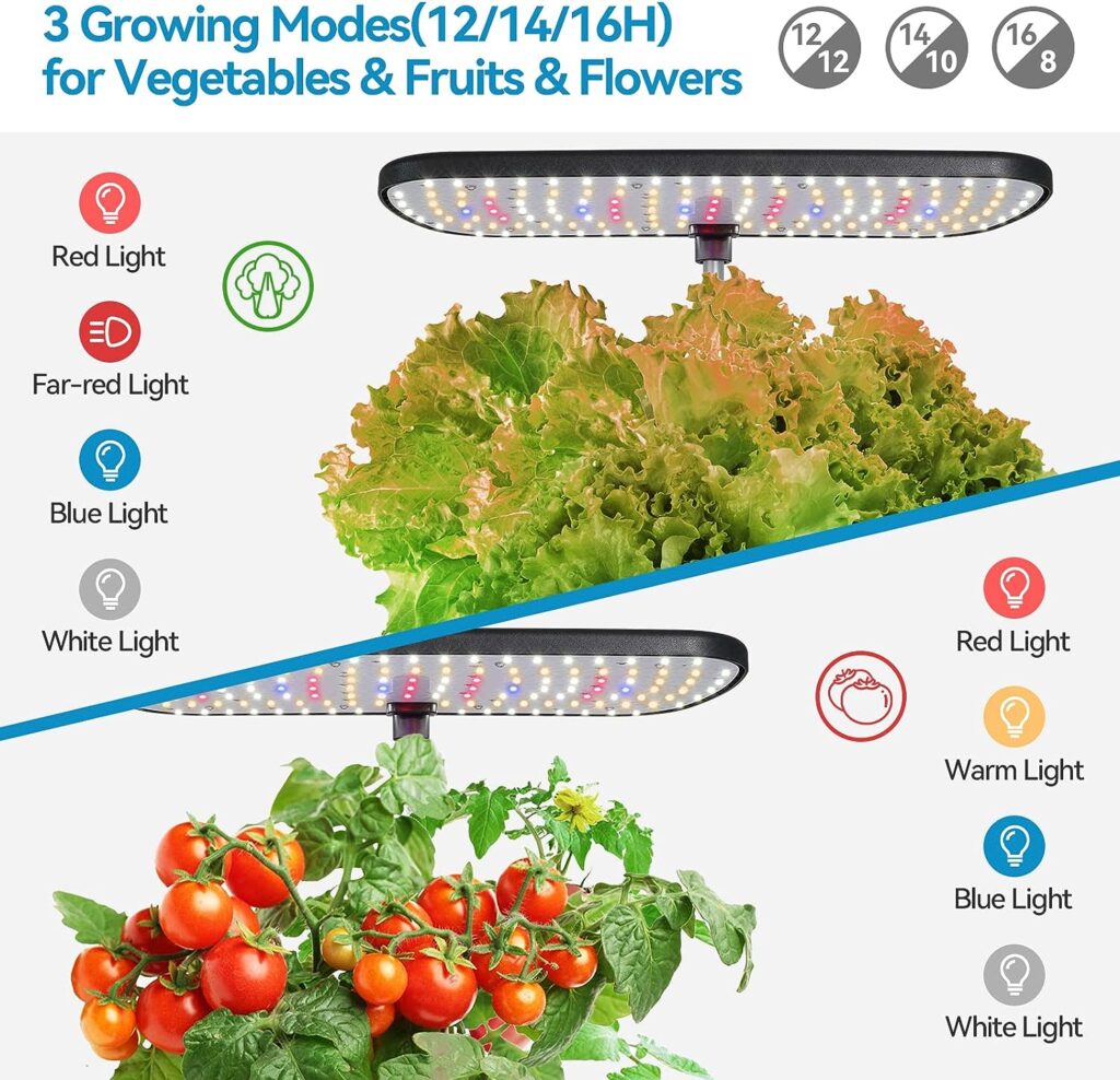 KioGro Hydroponics Growing System, 12 Pods Herb Garden Kit Indoor with 139 LED Grow Lights Gardening System, Automatic Timer, Height Adjustable, 4L Water Tank for Home - Black (Black)