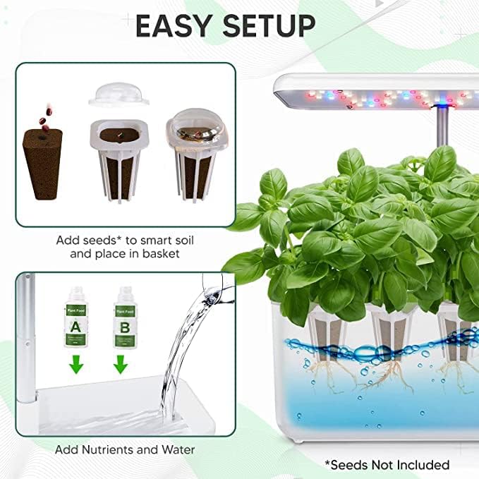 Nouri 7 Pod Hydroponics Growing System, LED Grow Lights, Smart Timer, Brightness  Height Adjustable, Indoor Herb Garden Germination Kit for Home  Kitchen Gardening, Gift for Mom (Black)
