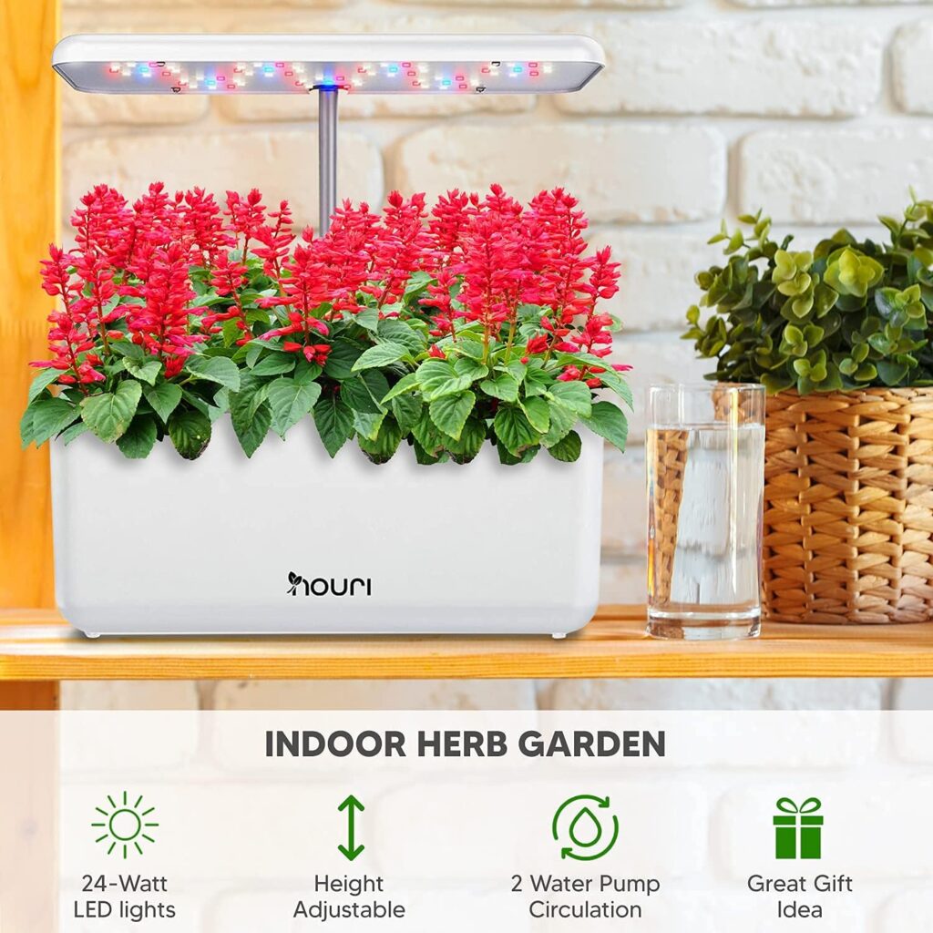 Nouri 7 Pod Hydroponics Growing System, LED Grow Lights, Smart Timer, Brightness  Height Adjustable, Indoor Herb Garden Germination Kit for Home  Kitchen Gardening, Gift for Mom (Black)