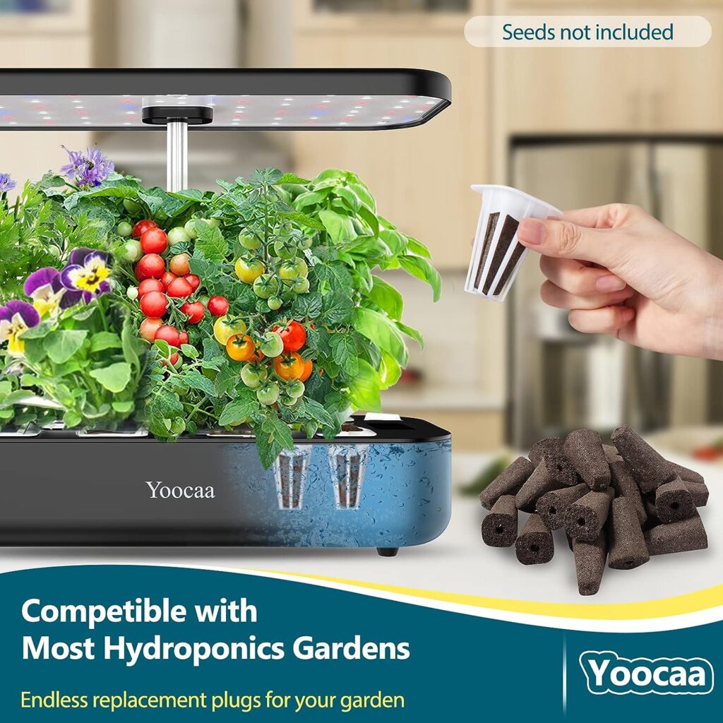 Yoocaa Seed Pods Kit for Hydroponics Growing System, Seed Starter Pods with 24pcs Grow Sponges, AB Solid Nutrient Plant Foods, Seed Starter Plugs Replacements Yoocaa Seed Pods Kit for Hydroponics Growing System, Seed Starter Pods with 24pcs Grow Sponges, AB Solid Nutrient Plant Foods, Seed Starter Plugs Replacements