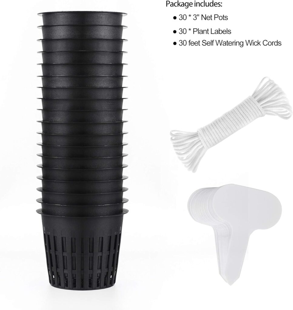30 Pack 3 Inch Net Cup Pots with Hydroponic Self Watering Wick Plant Labels for Aquaponics Mason Jar Insert Orchid kratky Vegetable Garden Gardening Growing Netted Baskets Slotted Mesh Wide Lip Rim 30 Pack 3 Inch Net Cup Pots with Hydroponic Self Watering Wick Plant Labels for Aquaponics Mason Jar Insert Orchid kratky Vegetable Garden Gardening Growing Netted Baskets Slotted Mesh Wide Lip Rim