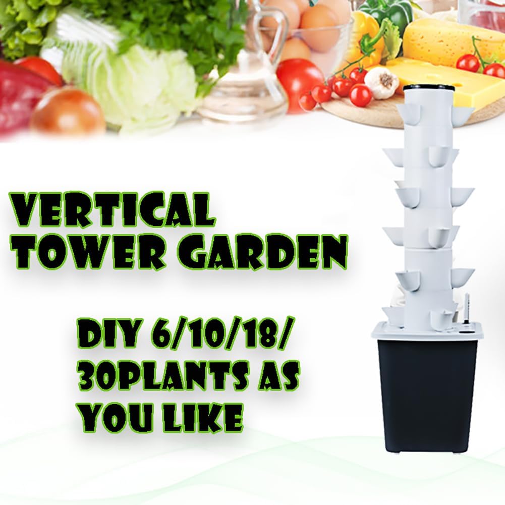 30 Pods Hydroponics Tower Garden Hydroponic Growing System Aeroponics Growing Kit for Herbs, Fruits and Vegetables with Hydrating Pump, Adapter, Net Pots, Timer for Herbs, Fruits and Vegetables 30 Pods Hydroponics Tower Garden Hydroponic Growing System Aeroponics Growing Kit for Herbs, Fruits and Vegetables with Hydrating Pump, Adapter, Net Pots, Timer for Herbs, Fruits and Vegetables