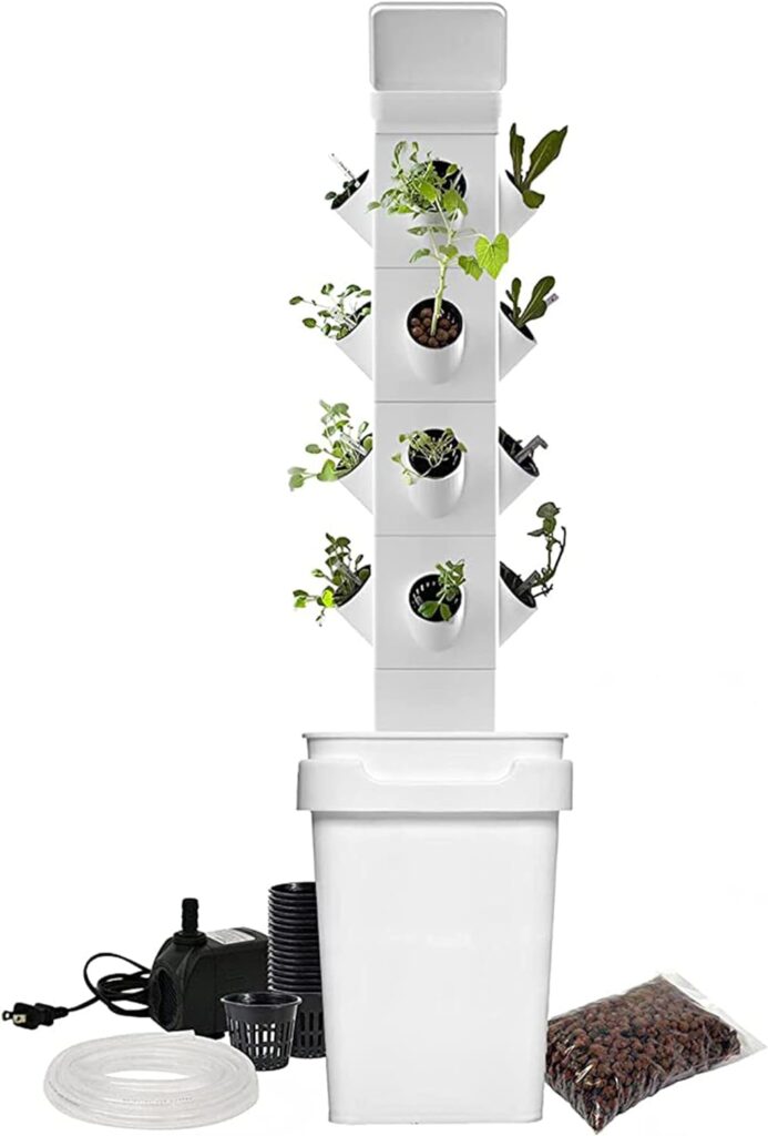 EXO Garden Hydroponic Growing System Vertical Tower - Vegetable Plant Tower Gift for Gardening Lover - Automate Aeroponics Mini Indoor Outdoor Home Grow Herb