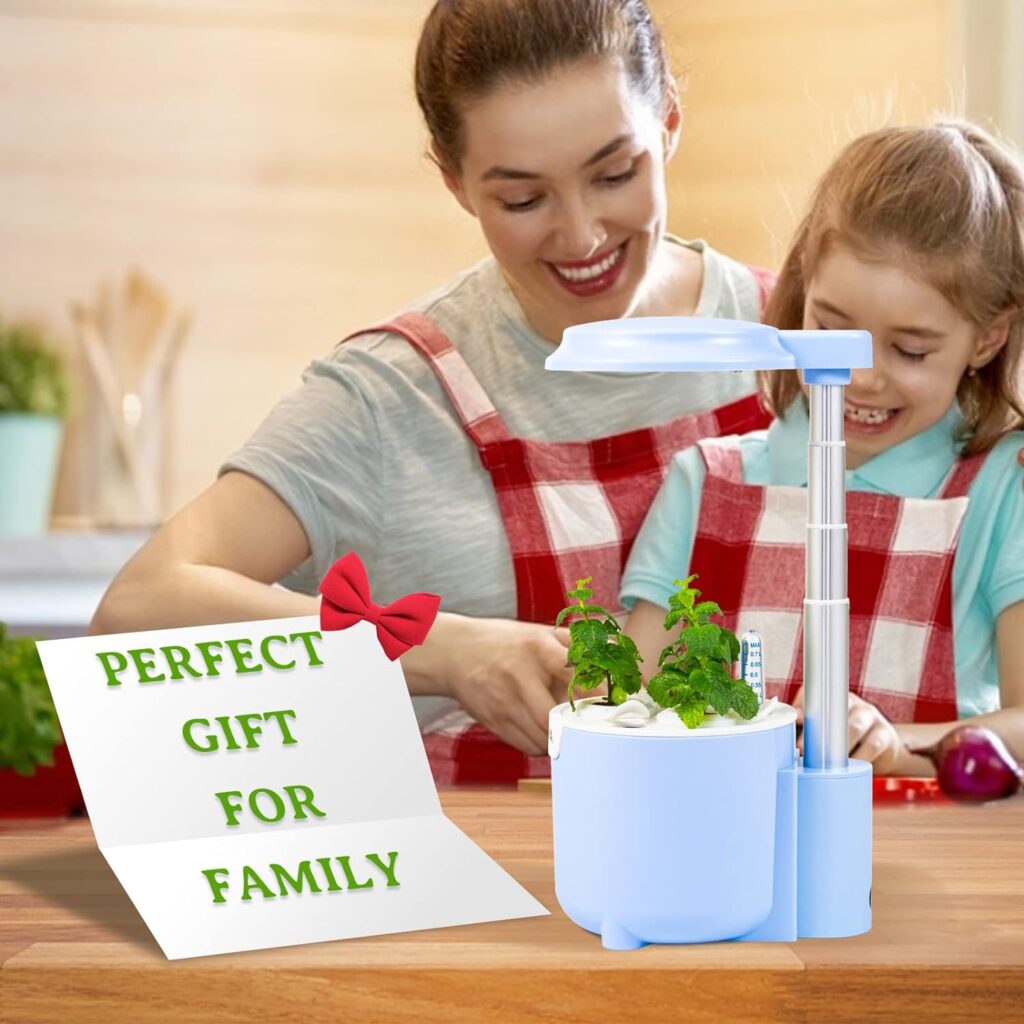 Hydroponics Growing System, Indoor Herb Garden for Home Kitchen Office, Plants Germination Kit with 0.9L Water Tank, Herb Garden with 8.5W LED Grow Lights, Silent Water Pump for Home Kitchen Office