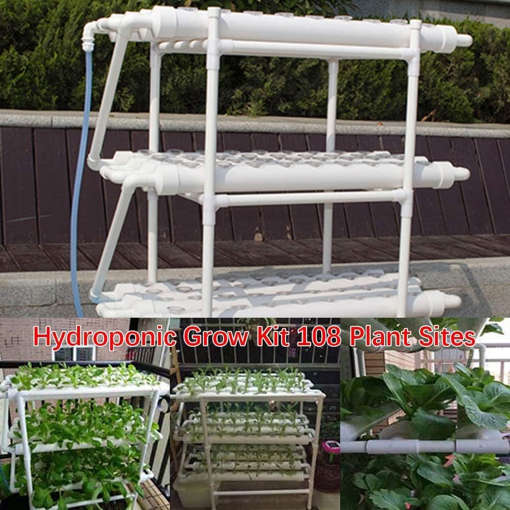 RANZIX Hydroponic Grow Kit 3 Layers 108 Locations and Flow Deep Water Cultural Gardens with Pump DIY Plant Kit for Plant Vegetable Tool Hydroponic Growing System RANZIX Hydroponic Grow Kit 3 Layers 108 Locations and Flow Deep Water Cultural Gardens with Pump DIY Plant Kit for Plant Vegetable Tool Hydroponic Growing System