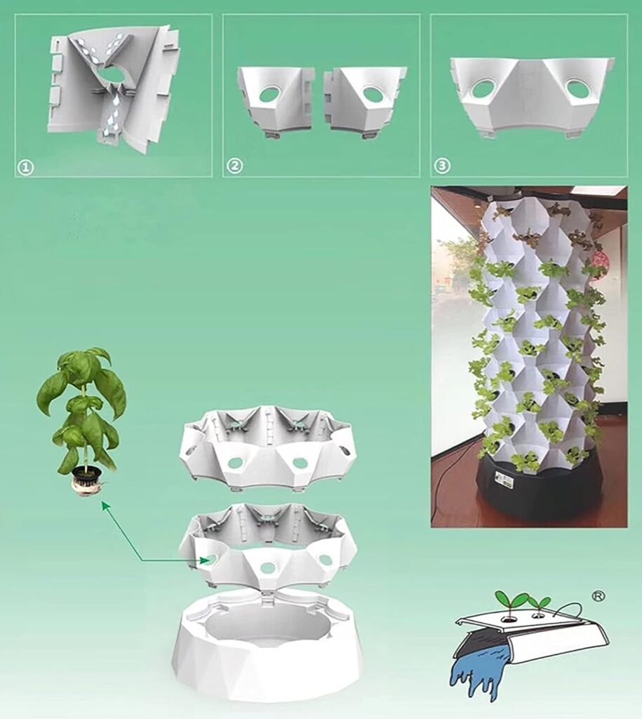 YAOJIA Hydroponic Growing Kits Hydroponics Growing System For Indoor Gardening ，8Pods Vertical Aeroponic Tower For Herbs, Fruits  Vegetables，- Aero Gardening System  Hydroponic Kit