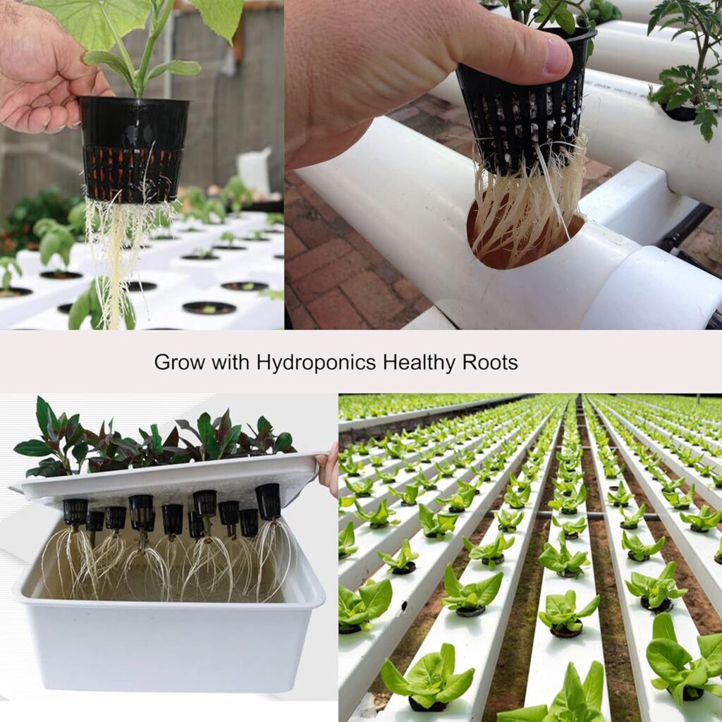 ORIMERC 30 Pack 2 inch Net Cup Pots with 12 feet Hydroponic Self Watering Wick  12 Plant Labels Aquaponics Bucket Insert Kratky Vegetable Gardening Growing Netted Baskets Slotted Mesh Round Black