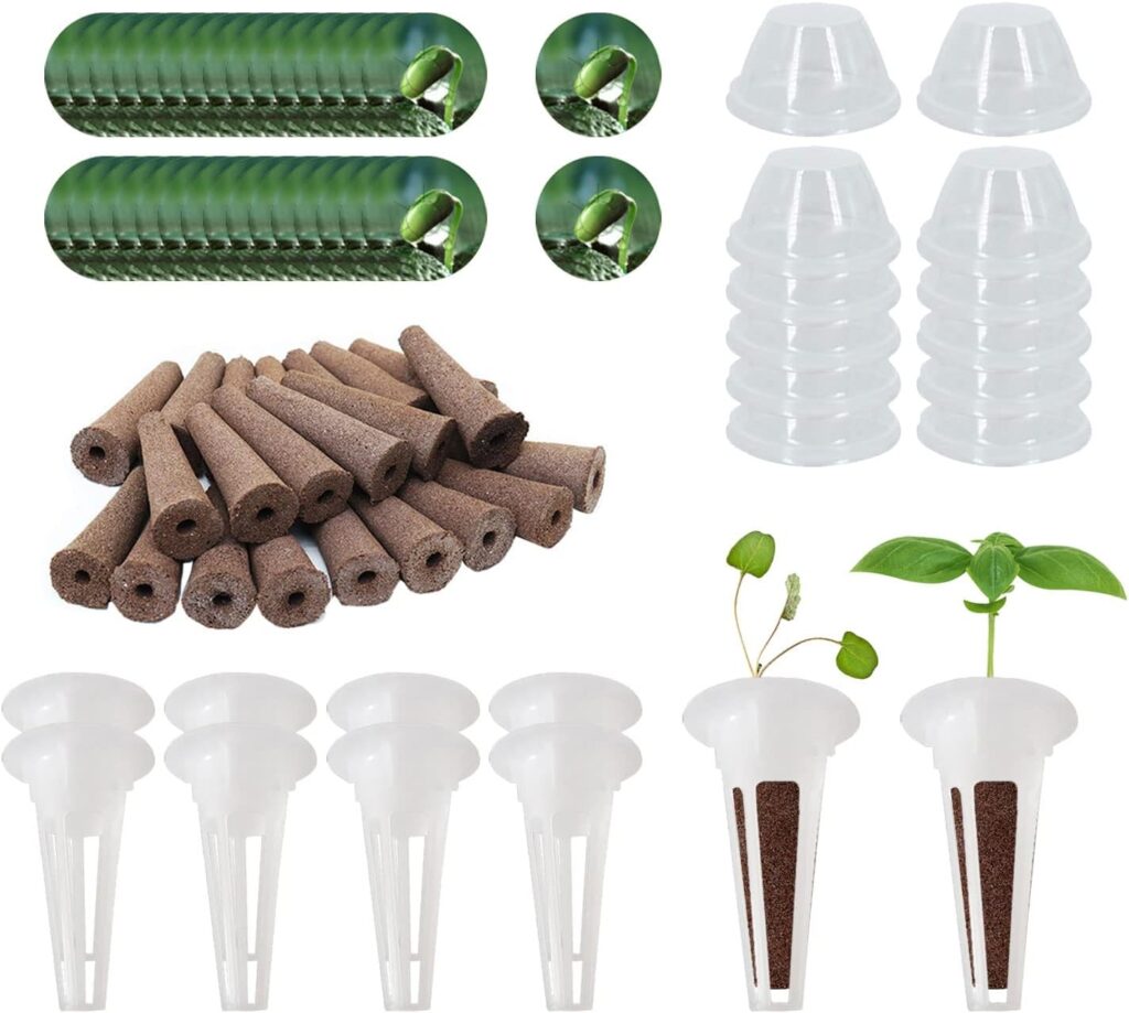 120pcs Seed Pod Kit, Hydroponic Growing System, 30 Grow Sponges, 30 Grow Baskets, 30 Pod Labels, 30 Domes, Seedling Starter Sponges Kit