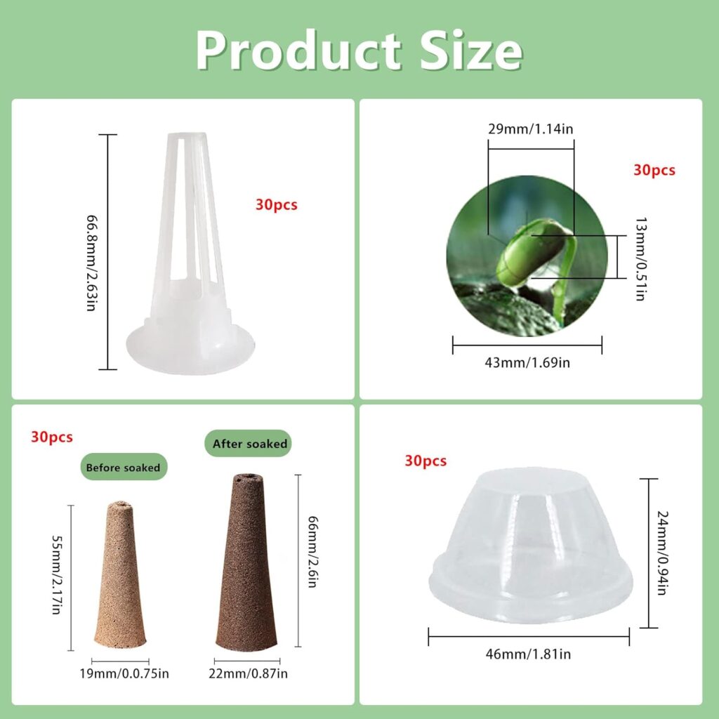 120pcs Seed Pod Kit, Hydroponic Growing System, 30 Grow Sponges, 30 Grow Baskets, 30 Pod Labels, 30 Domes, Seedling Starter Sponges Kit