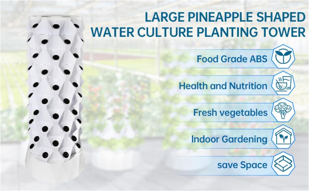 AVUX Hydroponic Growing Tower – A 10 Layers (80 Pots) Freestanding Vertical Growing Aeroponic Garden for Planting, Herbs and Vegetables with Timer, Adapter, Hydrating Pump, Seeding Bed and Net Pots AVUX Hydroponic Growing Tower – A 10 Layers (80 Pots) Freestanding Vertical Growing Aeroponic Garden for Planting, Herbs and Vegetables with Timer, Adapter, Hydrating Pump, Seeding Bed and Net Pots