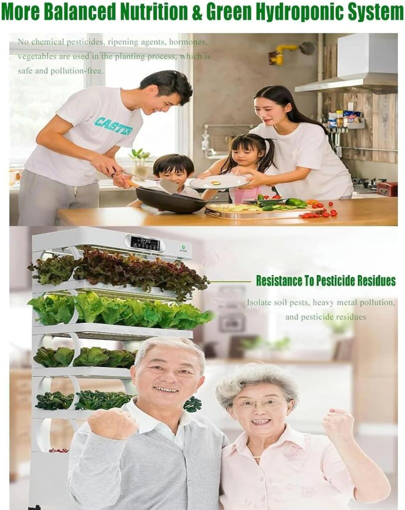 FAcoLL 5-Layer Hydroponics Growing System, Plant Vertical Hydroponics Kit with LED Grow Light, Indoor Herb Garden Growing Set with 72 Planting Spaces and 85 Seedling Spaces