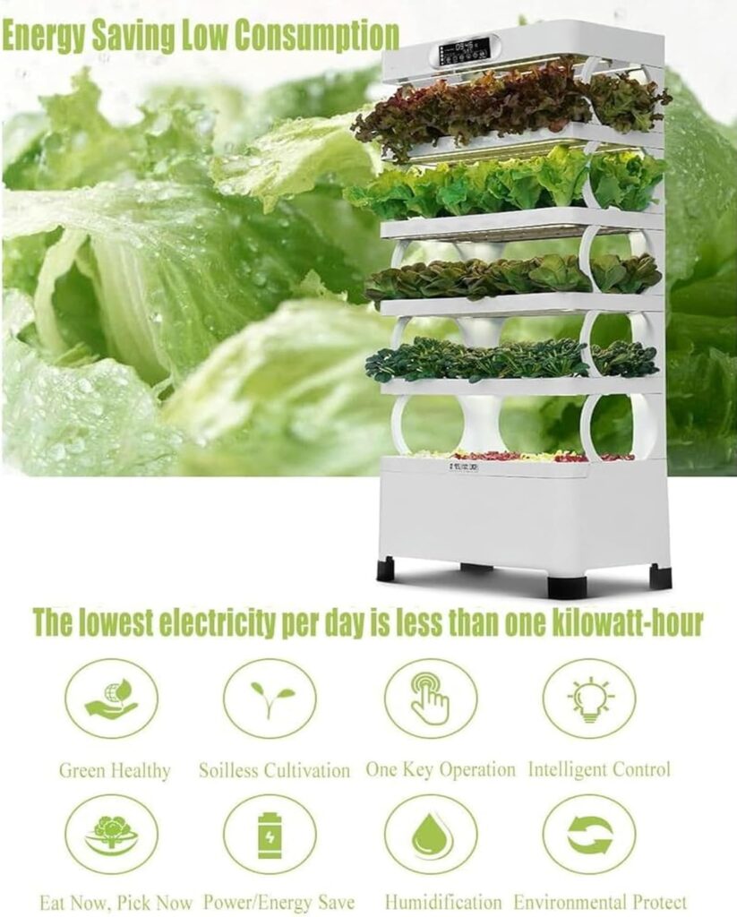 FAcoLL 5-Layer Hydroponics Growing System, Plant Vertical Hydroponics Kit with LED Grow Light, Indoor Herb Garden Growing Set with 72 Planting Spaces and 85 Seedling Spaces