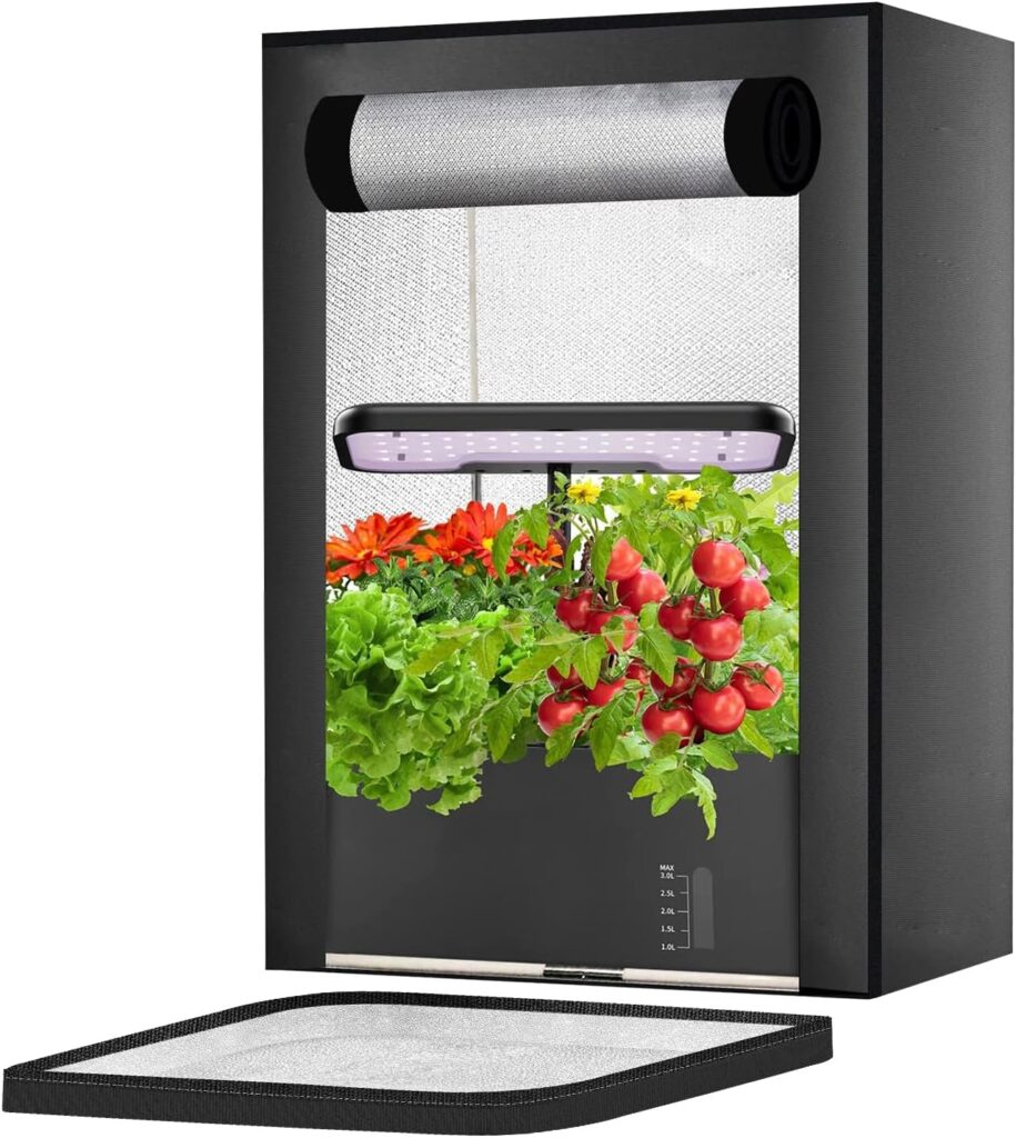 HCBZVV Grow Tent for Aerogarden Hydroponics Growing System, 53 x 48 x 35 CM Small Grow Tent for Most Indoor Hydroponic Equipment, High Reflective Mylar Mini Grow Tent, Prevent Pets from Eating Plants