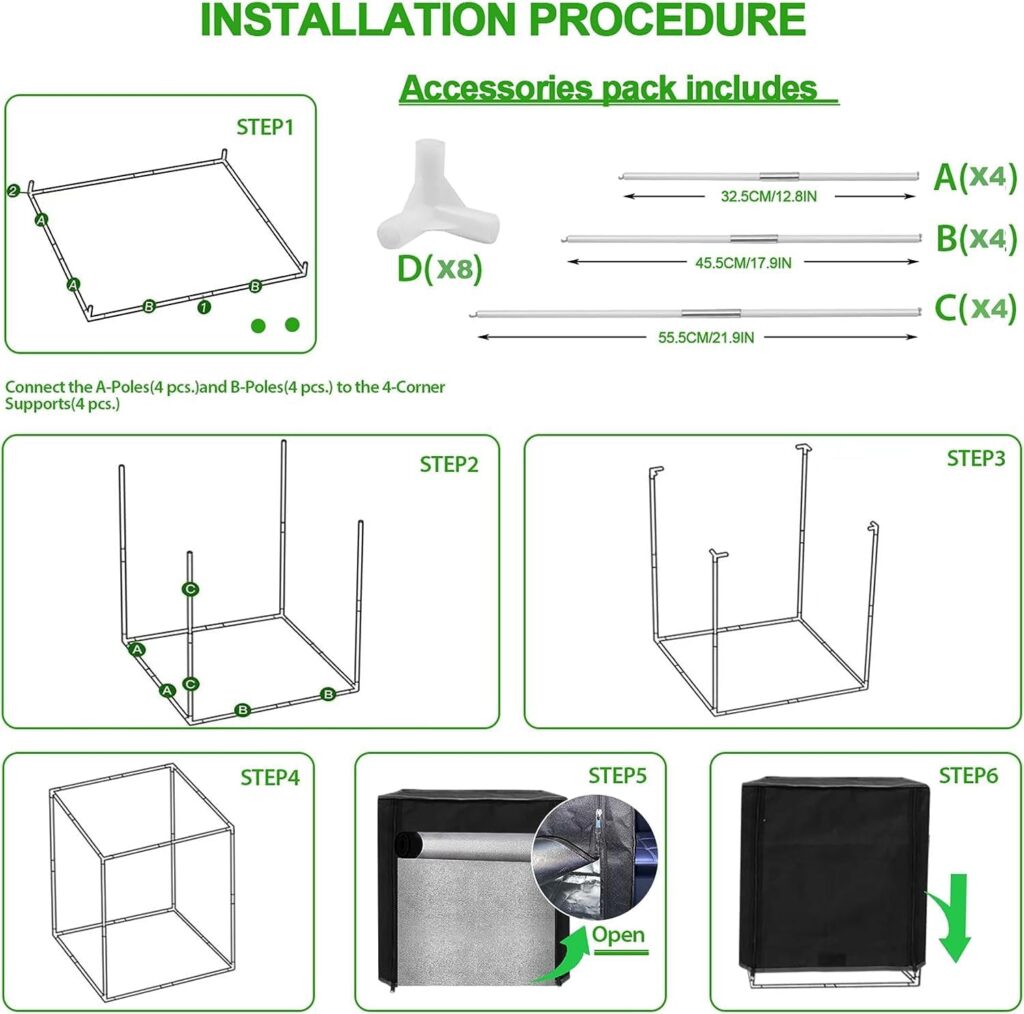 HCBZVV Grow Tent for Aerogarden Hydroponics Growing System, 53 x 48 x 35 CM Small Grow Tent for Most Indoor Hydroponic Equipment, High Reflective Mylar Mini Grow Tent, Prevent Pets from Eating Plants