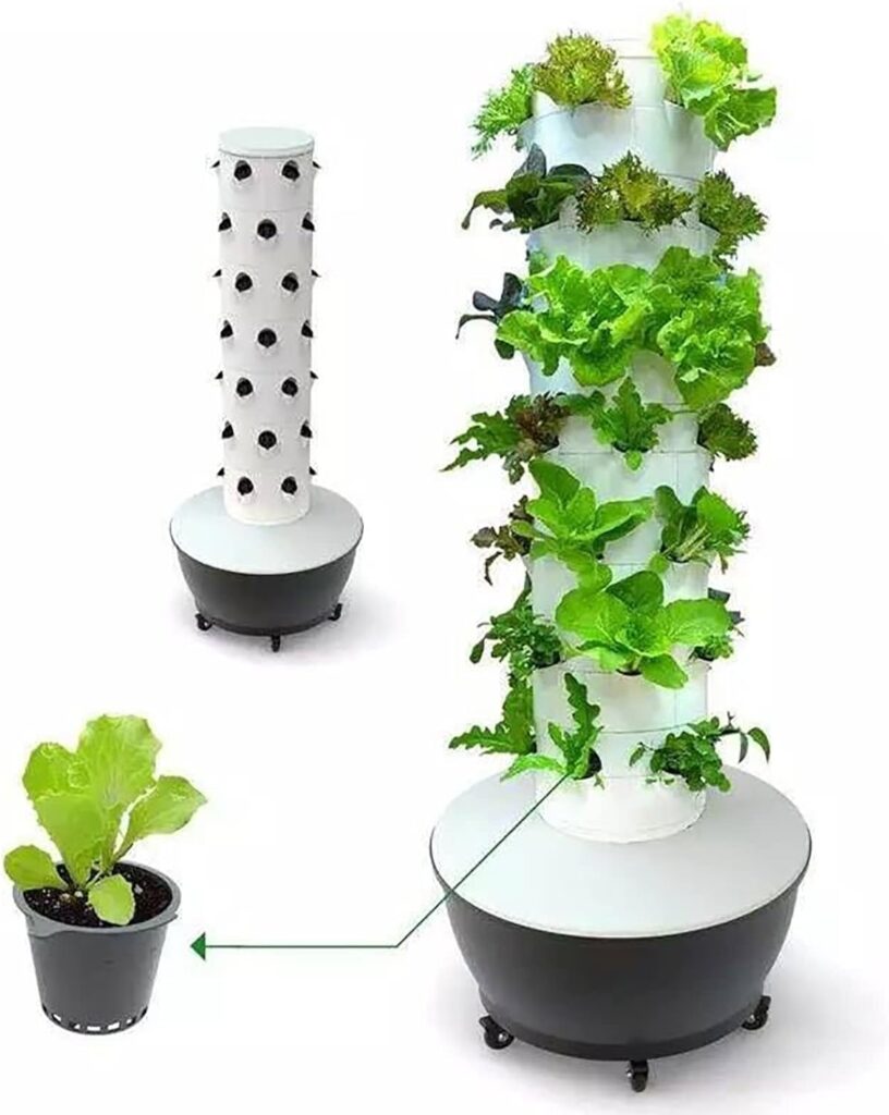 Hydroponics Tower, 6 Floor 36 Pods Hydroponic Growing System, Garden Tower Aeroponics Growing Kit for Herbs, Fruits and Vegetables Planting