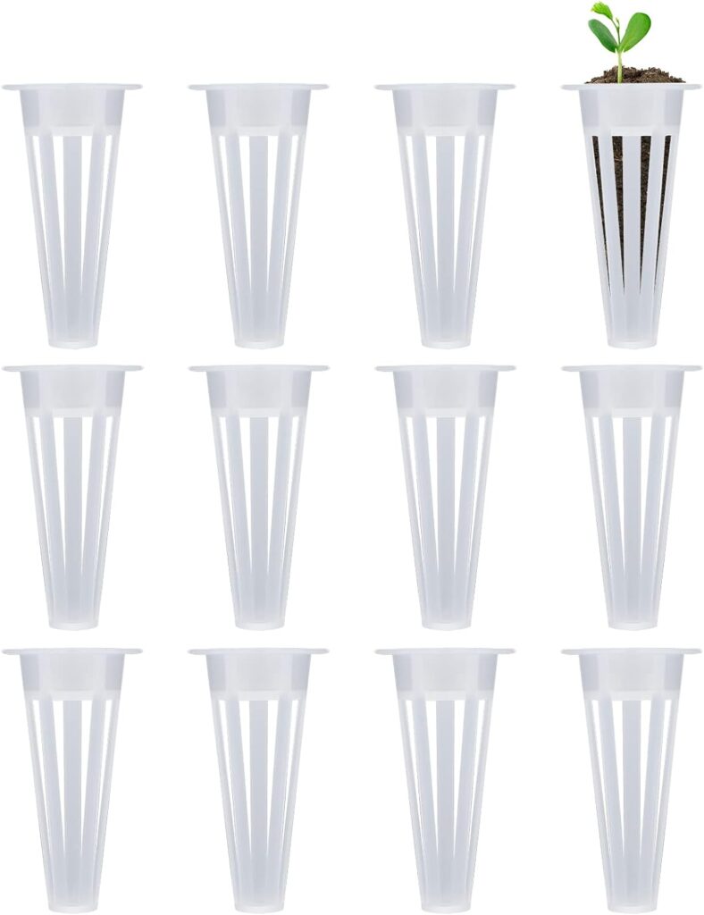 KINBOM 12 PCS Grow Baskets, Plastic Hydroponic Growing Containers Soilless Replacement Grow Basket for Hydroponics (White)