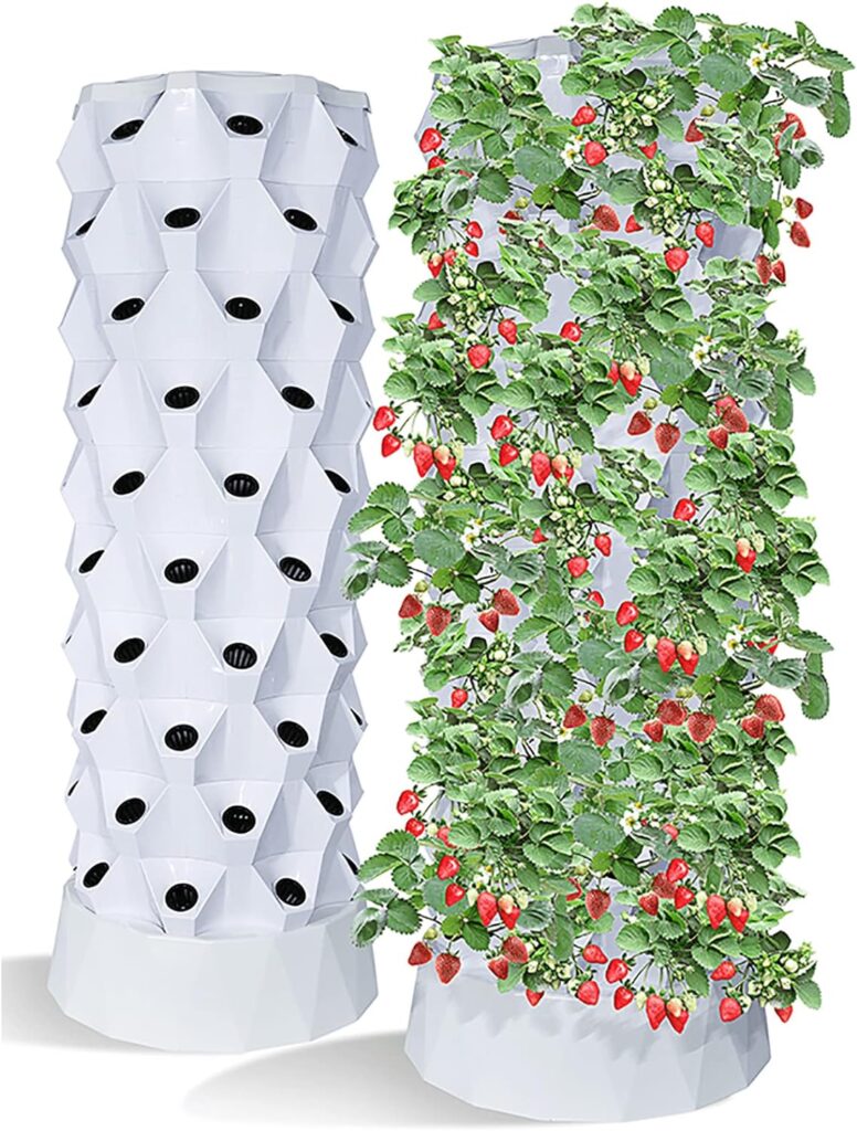 KIPEKE Hydroponics Tower, 10 layers Aquaponics Grow System, Garden hydroponics Planting Kit with 80 Grow Sites, Vertical Aeroponic Tower for Herbs, Fruits and Vegetables