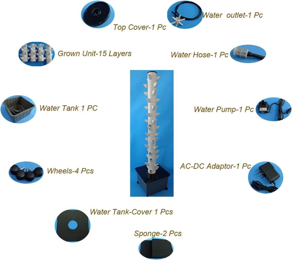 KIPEKE Hydroponics Tower, 45 Pots Hydroponic Growing System, Garden Tower Growing Kit, Seeding Bed, for Indoor Gardening, Grow Herbs, Fruits, Vegetables KIPEKE Hydroponics Tower, 45 Pots Hydroponic Growing System, Garden Tower Growing Kit, Seeding Bed, for Indoor Gardening, Grow Herbs, Fruits, Vegetables