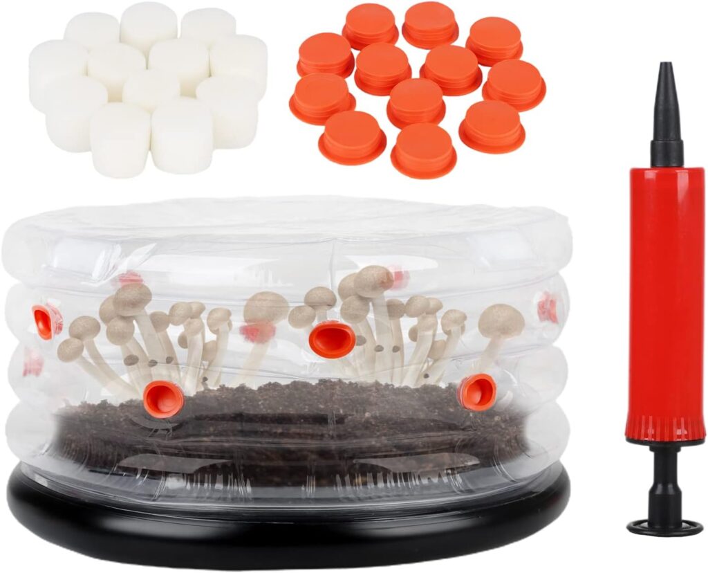 Mushroom Monotub Kit, Home Inflatable Mushroom Grow Kit with Plugs and Filters for Fresh Air Exchange, Alternative to Mushroom Grow Bag Mushroom Monotub Kit, Home Inflatable Mushroom Grow Kit with Plugs and Filters for Fresh Air Exchange, Alternative to Mushroom Grow Bag