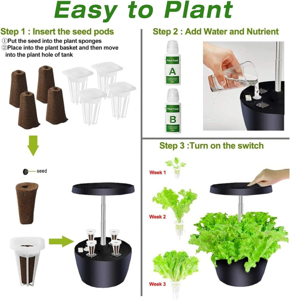 NaoSIn-Ni 4 Pots Hydroponics Growing System with LED Grow Light, Indoor Herb Garden Starter Kit for Beginners Vegetable Gardening System for Home Kitchen NaoSIn-Ni 4 Pots Hydroponics Growing System with LED Grow Light, Indoor Herb Garden Starter Kit for Beginners Vegetable Gardening System for Home Kitchen
