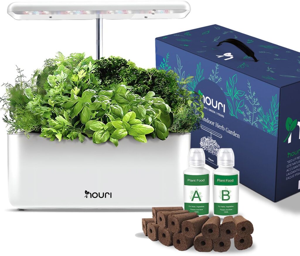 Nouri Smart Garden for Home Cooks | Gift for Mom | Hydroponics Growing System | LED Grow Lights | Indoor Herb Garden Kit for Windowsill | Herb Growing Kit indoors for Home Kitchen Gardening, White Nouri Smart Garden for Home Cooks | Gift for Mom | Hydroponics Growing System | LED Grow Lights | Indoor Herb Garden Kit for Windowsill | Herb Growing Kit indoors for Home Kitchen Gardening, White