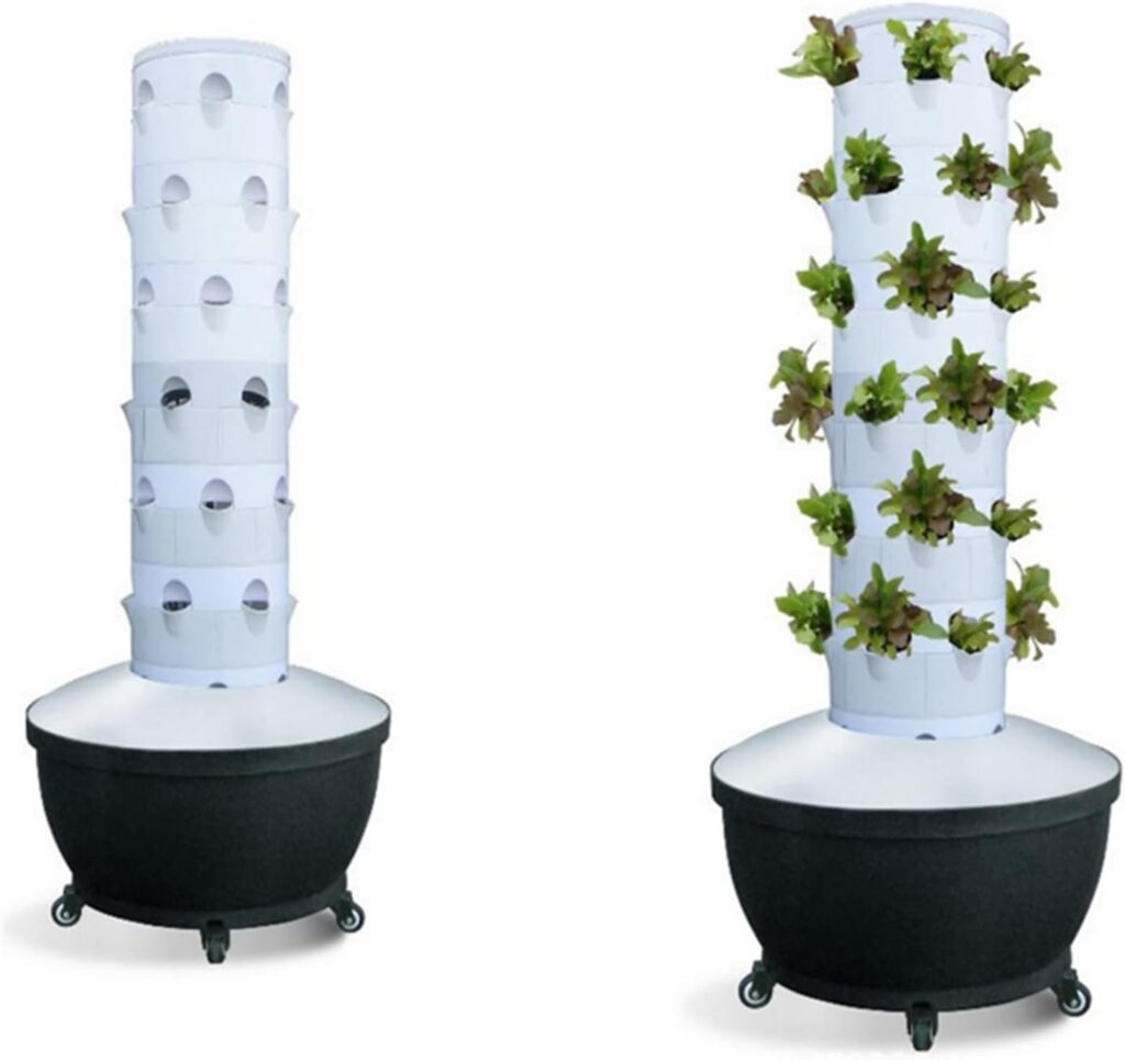 ROLTIN Garden Hydroponic Growing System Vertical Tower Automate Aeroponics Mini Indoor Outdoor Home Grow Herb Without Led Light,Hydroponic Growing Kits  Systems (White Light)