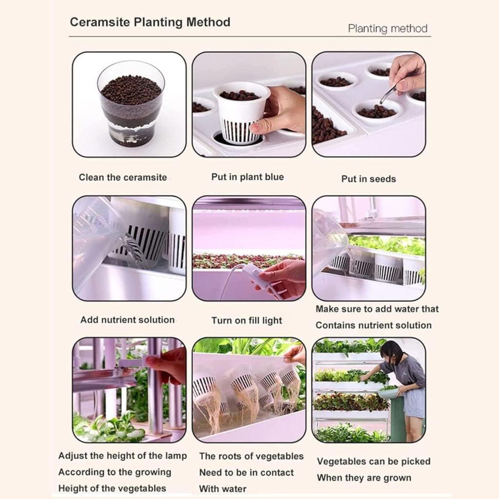 Vertical Hydroponic System, 64 Hole Garden Hydroponic Growing System with LED Grow Light - Easy to Assemble and Use - Grow Herbs, Fruits, and Vegetables Faster and Save Energy - Perfect for Beginners